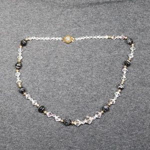 vintage costume jewelry Aurora borealis crystal and glass beaded necklace